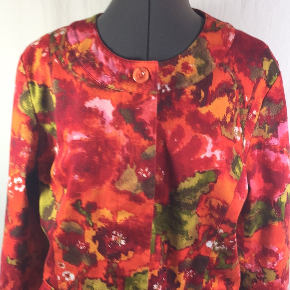 Chico’s Bright Multi Colored Button Front Jacket - image 2